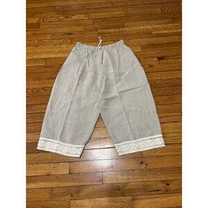 Puro Lino Italy Womens Linen Capri Pants Size Small Beige Elastic Waist Pull On